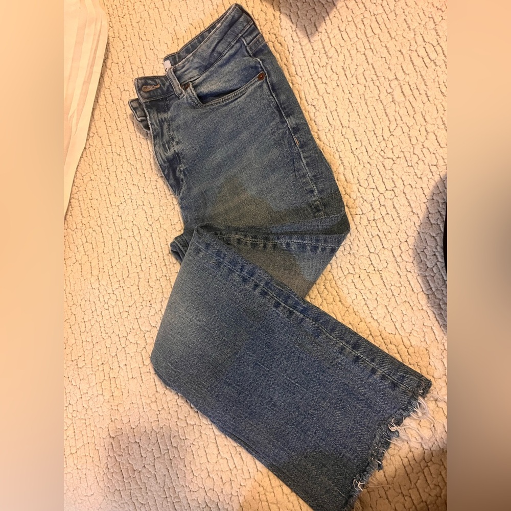 ZARA cropped washed blue jeans (flared cropped)